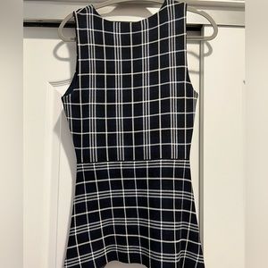 Theory Navy Plaid Kalora Peplum Sleeveless Knit Top